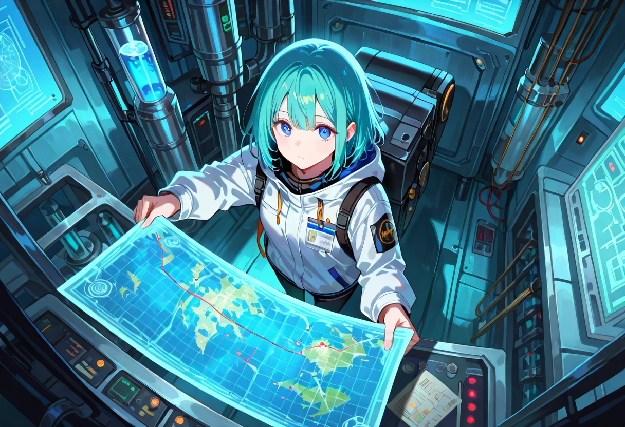 Researchers examining a holographic map