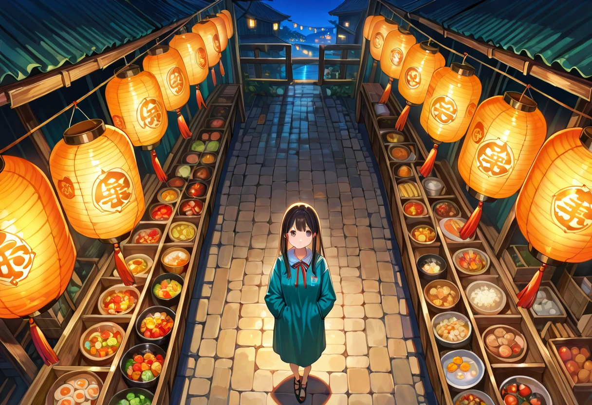 Anime creator taking photos in a night market